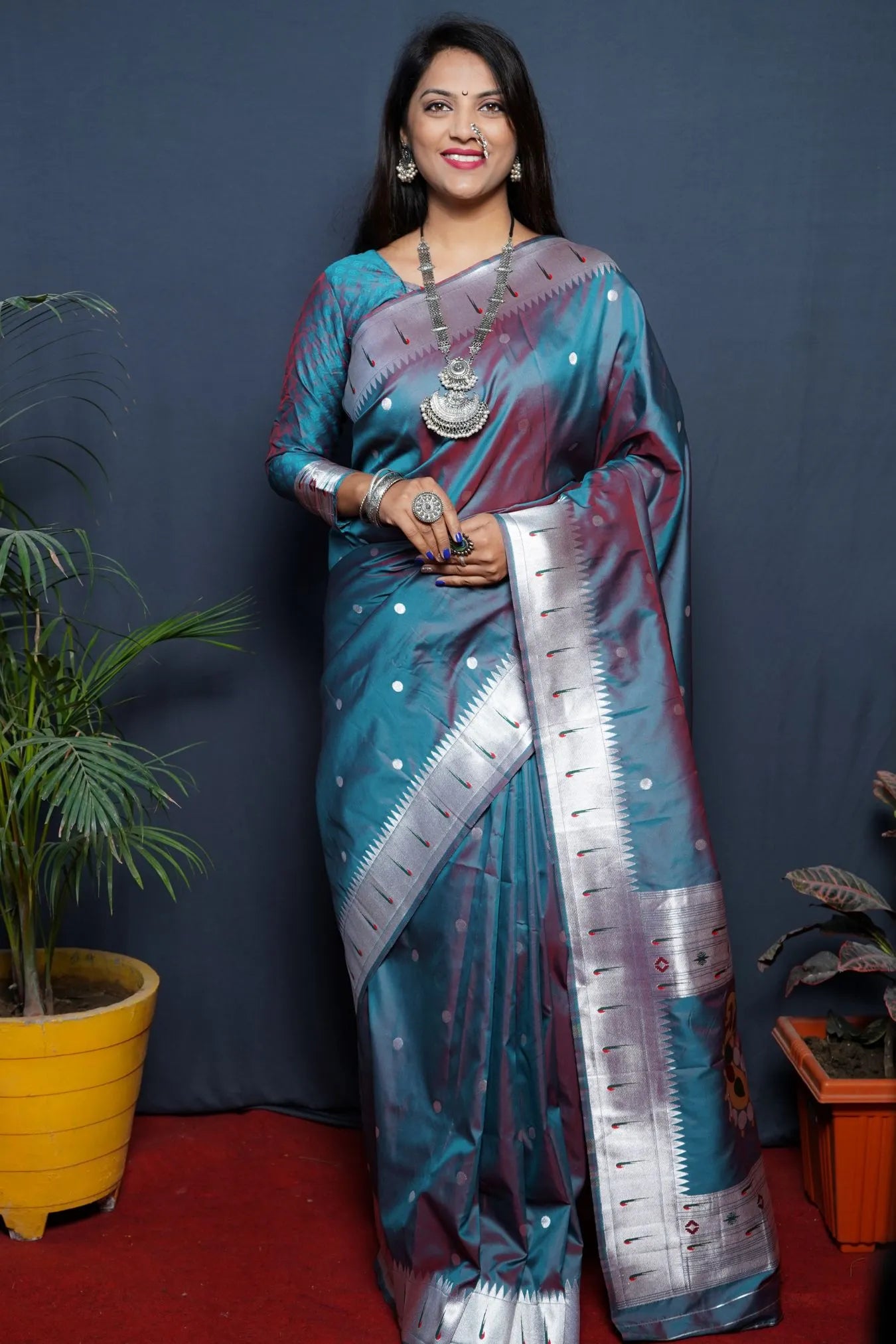Policona 6 m (With Blouse Piece) Paithani Saree at Rs 1659 in Surat | ID:  26045648930